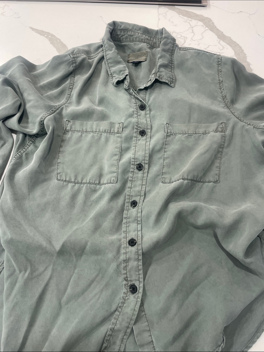 Universal Thread Washed Sage Button-Down Shirt - Picture 4 of 7